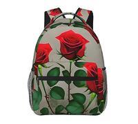 SSIMOO Zaino leggero a due spalle con stelle marine in spiaggia, tela singola e design spazioso, Fiori di rosa rossa 1, One Size