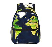 SSIMOO Zaino leggero per il tempo libero coniglio bianco grigio a doppia spalla, tela semplice e design spazioso, Mappa del mondo, Rozmiar uniwersalny