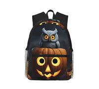SSIMOO Zucca gufo felice Halloween 1 zaino per il tempo libero con stampa zaino da viaggio per attività all'aperto, imperdibile per viaggi avventurosi, Zucca Fantasma di Halloween Gufo 1, One Size,