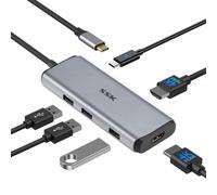 SSK 6 in 1 USB C Hub Dual Monitor, universale USB C Dock