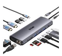 SSK Dual 4K HDMI a USB C Laptop Docking Station,14 in 1 Hub USB C Multiport Adapter con 2 HDMI, VGA,RJ45 Ethernet, 5 USBA, 1 porta dati USB C 3.1,SD/TF,PD3.0 Per Thunderbolt MacBook Pro Lenovo Dell HP