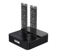 SSK M.2 NVMe & SATA SSD Cloner, 20Gbps Dual Bay Hard Disk Docking Station