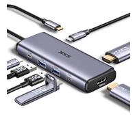 SSK Powered USB 3.2 Hub 7 IN 1 USB C Adapter con doppio HDMI,2 porte dati USB A&2 USB C 3.2 Gen 2 Hub, 100W PD Charging USB hub per iPad,MacBook Pro/Air,Flash Drive,iPhone 15, laptop
