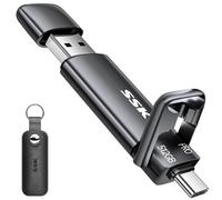 SSK SSD esterno portatile da 500GB Dual USB 3.2 Gen 2 Unità a stato solido fino a 1000MB/s in lettura, adattatore USB A + tipo C 2 in 1 Disco rigido SSD da 500GB per laptop, tablet e altro