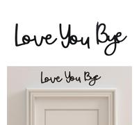 SSKHE 1 PZ Love You Bye Cartello per Porta Elegante Decorazione Della Parete Adesivo Moderno Nero Lettera Arte Della Parete Lettere d'Amore Artigianale Compensato Script Segno per la Decorazione Della