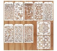 SSKHE 10 stencil decorativi a forma di fiori, riutilizzabili, in plastica, stencil per pittura floreale in pizzo per fai da te su legno, pittura, tela, pareti, album di ritagli