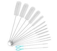 SSKHE 12 Pezzi Spazzola di Pulizia Set Spazzola di Cannuccia Test Tube Spazzola Pistola a Spruzzo Spazzola Della Bottiglia di Latte Spazzola 2PCS Spazzola di Paglia con Manico (bianco)