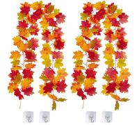 SSKHE 2 Pezzi Artificiali Foglia di Ghirlande, 5.9ft Autunno Vigna Decorazione con 4 Ganci, Autunno Ringraziamento Halloween Appeso Decorazione per Camino Giardino Porta