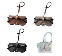 SSKHE 3 Pezzi Borsa per occhiali da sole in pelle morbida, custodia portatile per occhiali da sole, Fashion custodia per occhiali per donna (Nero, marrone scuro, kaki)