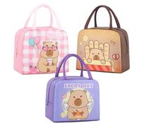 SSKHE 3 sacchetti isotermici per pasto Capybara, piccoli sacchetti per il pranzo isotermici per bambini, ragazza, donna, simpatici capybara, per scuola, lavoro, picnic, viaggio, spiaggia, pranzo
