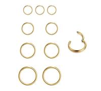 SSKHE 9 pezzi acciaio naso anelli setto piercing cartilagine cerchi segmento anello corpo piercing naso hoop anelli a labbra orecchini ipoallergenico argento per donne uomini 6/8/10/12mm,