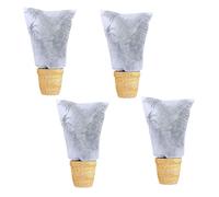 SSKHE Confezione da 4 coperture antigelo per piante da giardino, in pile, 60 cm x 80 cm, giubbotti antigelo per piante invernali, con coulisse, per piante in vaso, olivo