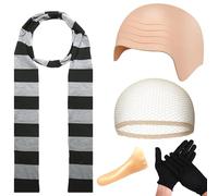 SSKHE Costume da film per bambini e adulti, kit con retina per capelli, naso finto, sciarpa a righe e guanti, set completo di accessori per costume per cosplay di Halloween, Giornata mondiale del