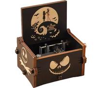 SSKHE Halloween Tune Holz Musikbox Spielzeug Alptraum vor Weihnachten Hand Kurbel Holz Musikbox Geschenk für Halloween Weihnachten Valentin Geburtstag