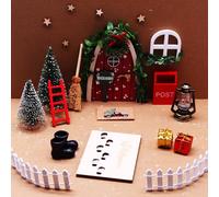 SSKHE Kit Porta Elfo Natale - 20 Pezzi Accessori Elfo di Natale per Casa delle Bambole, DIY Decorazioni Natalizie, Wichtel Set Completo con Miniature e Tracce per Bambini e Famiglia