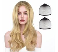 SSKHE Parrucca ondulata dorata a riga centrale per comfort e stile che esalta facilmente il tuo fascino in ogni occasione.