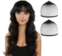 SSKHE Parrucca ondulata marrone scuro con frangia. Una perfetta combinazione di stile, comfort e fascino naturale per un look senza sforzo nella vita di tutti i giorni e per le occasioni speciali.