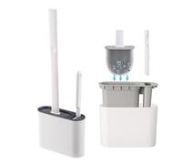 SSKHE Scopino per WC, 2 in 1, per pulizia profonda, in silicone, con manico lungo in plastica antiscivolo, setole flessibili per la pulizia delle fessure