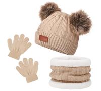 SSKHE Set di 3 pezzi per bambini invernali con cappello, sciarpa e guanti per bambini da 1 a 5 anni. Set di accessori invernali per bambini per sport all'aria aperta, set termico foderato in pile