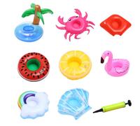 SSKHE Set di 8 portabevande gonfiabili, con pompa ad aria, motivo fenicottero tropicale, palma, ananas, per feste in piscina, divertimento in acqua in famiglia in spiaggia, facile da gonfiare