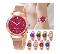 SSLA Delle donne di marca Diamond Watch New Luxury Sky Watch magnetico stellato for la femmina Orologio impermeabile signore Orologio da polso feminino relogio (Color : Red)