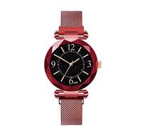 SSLA Le nuove donne orologi di lusso Mesh magnete Fibbia Starry Sky signore geometrica da polso al quarzo for le donne Relogio Feminino (Color : Red)