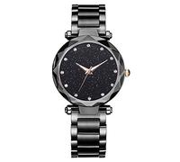 SSLA Nuovo 2019 New Luxury cielo stellato in numeri romani regalo ClockWomen orologi di moda in acciaio inox cinghia della maglia Diamand signore Orologio da polso (Color : Black)