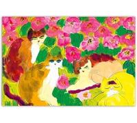 SSLDP LFHLI Famosi Poster di Walasse Ting, Quattro Gatti, Arte murale Colorata, Dipinto su Tela e Stampe di Walasse Ting per Un Arredamento Moderno, Immagine 50x70cmx1 Senza Cornice