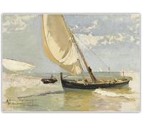 SSLDP LFHLI Impressionismo Joaquín Sorolla Poster《La Barca》Arte della Parete Joaquín Sorolla Stampe su Tela E Pittura retrò Home Picture Decor 50x70cmx1 Senza Cornice