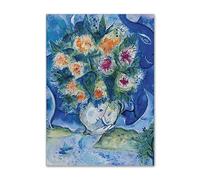 SSLDP LFHLI Marc Chagall Poster《Amanti con Un Bouquet》Arte murale Marc Chagall Tela Pittura e Stampe Casa Soggiorno Decorazione Immagine 50x70cm Nessuna Cornice