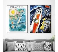 SSLDP LFHLI Marc Chagall Poster Classico Astratto Arte Murale Marc Chagall Tela Pittura E Stampe Nordico Soggiorno Decorazione Immagine 50x70cmx2 Nessuna Cornice