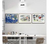 SSLDP LFHLI Marc Chagall Poster Surrealismo Figure retrò Illustrazioni murali Marc Chagall Pittura e Stampe Foto di Arredamento Moderno 50x70cmx3 Senza Cornice