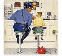 SSLDP LFHLI Norman Rockwell Il Poster del Runaway Illustrazione murale su Tela Vintage Stampe e Pittura di Norman Rockwell Decorazione della Stanza di casa 50x50cm Senza Cornice