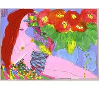 SSLDP LFHLI Poster Astratto di Walasse Ting《Ti STO Ancora aspettando》Dipinto su Tela di Walasse Ting, Arte murale e Stampe, Decorazione per la casa, 40x60cmx1, Senza Cornice