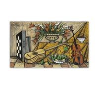 SSLDP LFHLI Poster Bernard Buffet《Strumenti Musicali e Backgammon》Illustrazione murale Bernard Buffet Pittura e Stampe Foto di Arredamento casa 60x90cm Senza Cornice