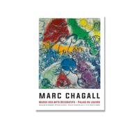 SSLDP LFHLI Poster Classico della Mostra di Marc Chagall Surrealismo Arte murale Marc Chagall Pittura e Stampe su Tela Foto di Arredamento casa 50x70cmx1 Senza Cornice