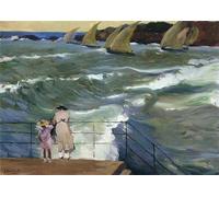 SSLDP LFHLI Poster di Joaquin Sorolla《Le Onde a San Sebastián》Illustrazione murale di Joaquin Sorolla Quadro e Stampe di Decorazione casa 40x60cm Senza Cornice