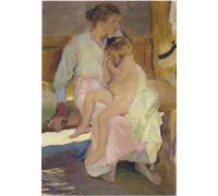SSLDP LFHLI Poster di Joaquin Sorolla《Madre e Figlia》Illustrazione murale di Joaquin Sorolla Pittura e Stampe di Decorazione per la casa Quadro murale 40x60cm Senza Cornice