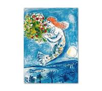 SSLDP LFHLI Poster di Marc Chagall Acquerello Fiori Illustrazione murale Pittura e Stampe su Tela di Marc Chagall Immagine di Arredamento casa 50x70cmx1 Senza Cornice