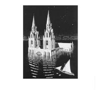 SSLDP LFHLI Poster di MC Escher La cattedrale sommersa Tela Arte murale Dipinto in bianco e nero Stampe di MC Escher Decorazione per la casa nordica Immagine 40x60cmx1 Senza cornice