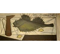 SSLDP LFHLI Poster retrò di Bernard Buffet Natura Morta con Pesce, II, Dipinto su Tela e Stampe di Bernard Buffet, Decorazione per la casa, 50x120 cm, Senza Cornice.
