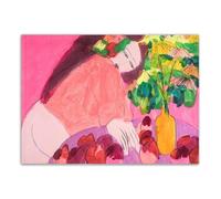 SSLDP LFHLI Walasse Ting Poster Tela di Canapa Arte della Parete Donna Astratta Colorata con Fiore Famoso Dipinto Walasse Ting Stampe Home Decor Immagine 50x70cm Senza Cornice