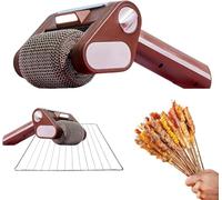 SSLEMMTH Pulitore Elettrico per Grill Senza Setole: Spazzola Elettrica per Barbecue, Motore Cordless Ad Alta Potenza da 350 Giri/Min, Rimuove Grasso Ostinato E Residui di Cibo,Marrone
