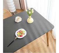 Tovaglia Pelle Rettangolare con Bordo Elastico, Tovaglia Lavabile Copritavolo Pelle PU Impermeabile Antimacchia, Tappetino da Tavolo per Esterno, Patio, Cucina e Sala da Pranzo(90x160cm,Dark Gray)