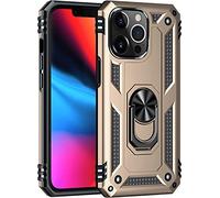 SSLQYLEE Custodia per iPhone 13/13 Mini/13 Pro/13 Pro Max, custodia di protezione militare, custodia per cellulare con supporto ad anello per auto, supporto con supporto, colore: oro, dimensioni