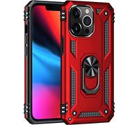 SSLQYLEE Custodia per iPhone 13/13 Mini/13 Pro/13 Pro Max, custodia protettiva militare per cellulare con supporto per anello per auto, supporto (colore: rosso, dimensioni: 13 6,1