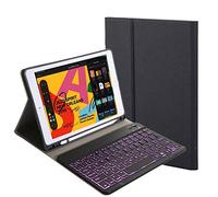 SSLQYLEE Custodia per tastiera 2019 con portapenne per iPad di 7° generazione A2197 A2200 A2198 (colore: nero con nero)