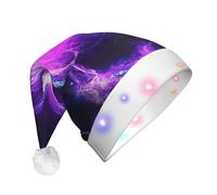 ssmbnvv Galaxy Energy Print - Cappello da Babbo Natale con 3 modalità flash, berretto natalizio in peluche per feste ed eventi