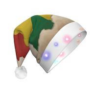 ssmbnvv Sao Tome and Principe Flag Map04 - Cappello di Babbo Natale con 3 modalità flash, berretto natalizio in peluche per feste ed eventi