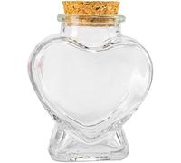 Ssmmam Mini bottiglia di vetro a forma di cuore, trasparente, contenitore con sughero, bottiglie decorative, accessori decorativi